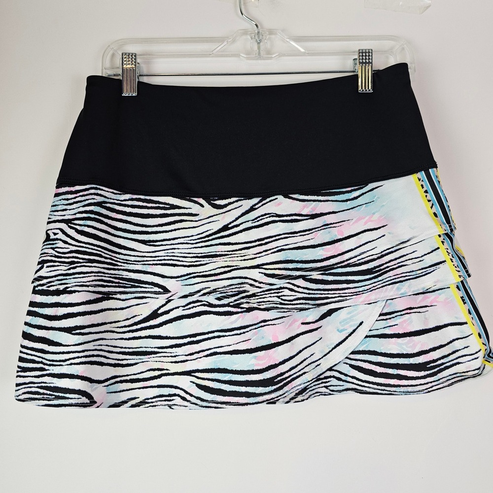 Lucky in Love Athletic Zebra Ruffle Skort M Black Pastel Watercolor Tennis Skirt